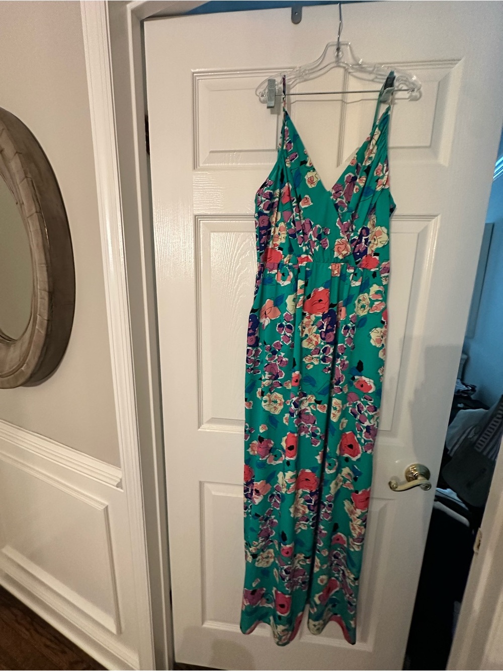 Yumi Kim Teal Floral Wrap Dress with Pink Accents